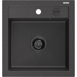 Mexen Vito zlewozmywak granitowy 1-komorowy 520 x 490 mm, czarny nakrapiany, syfon czarny - 6503521000-76-B