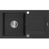 Mexen Pablo zlewozmywak granitowy 1-komorowy z ociekaczem 752 x 436 mm, czarny/srebrny metalik, syfon chrom - 6510751010-73
