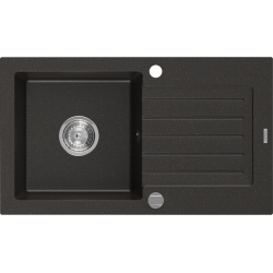 Mexen Pablo zlewozmywak granitowy 1-komorowy z ociekaczem 752 x 436 mm, czarny/złoty metalik - 6510751010-75